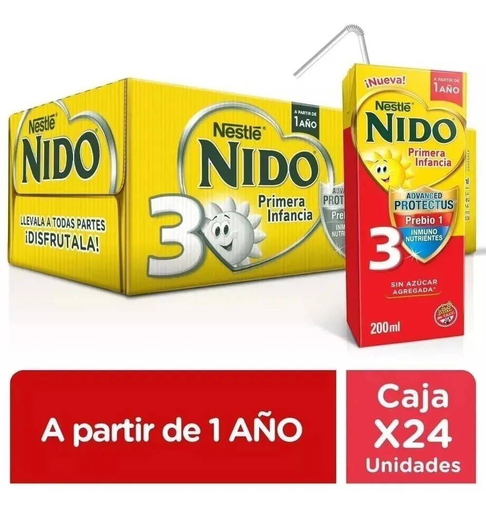 Nido 3 Leche Lista Para Tomar 200ml X 24 Unidades Oferta ! Mercado