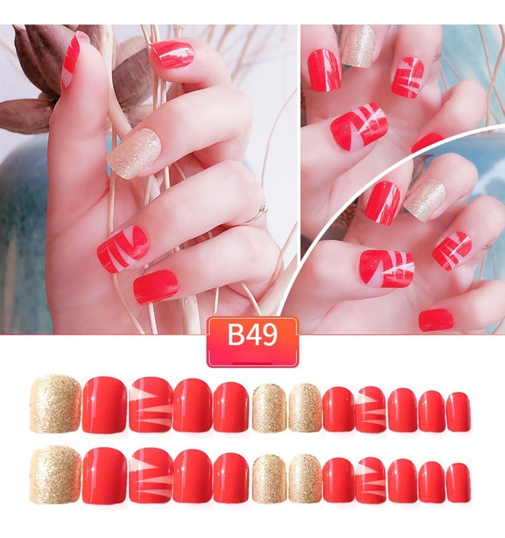 A Noiva Unhas Falsas Padrão De Flores Padrão Falso Unhas Sen Mercado