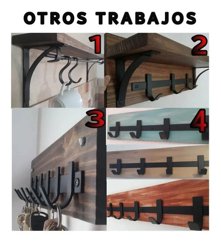 Perchero De Pared En Hierro Y Madera | Cuotas Sin Interés