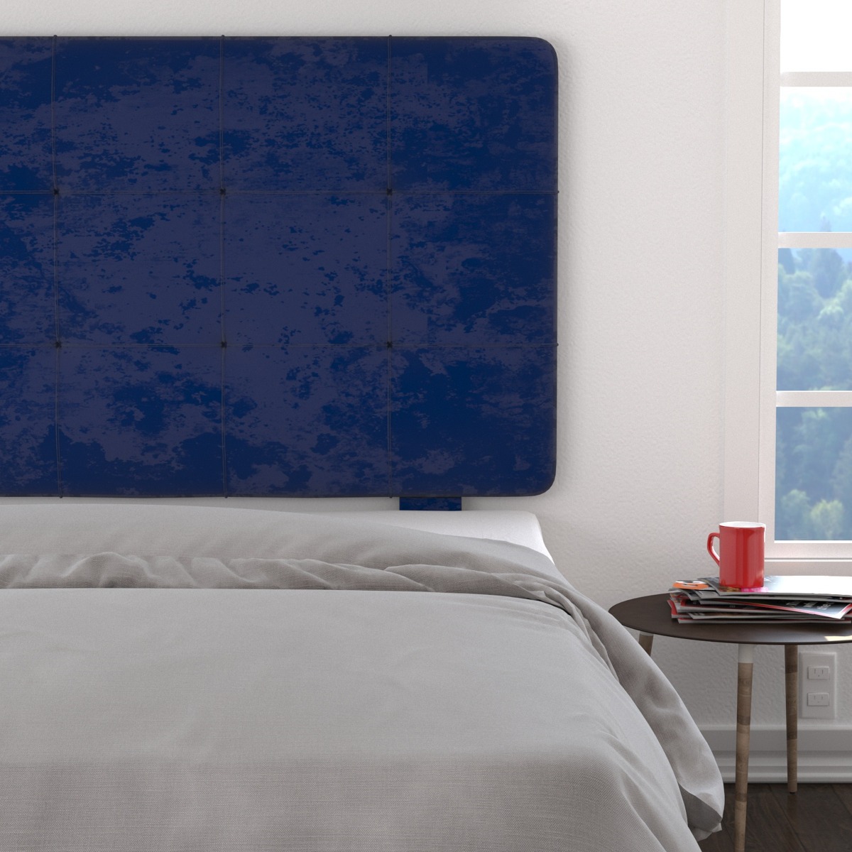 Cabecera Matrimonial Capitonada Medellin Terciopelo Azul Mercado Libre