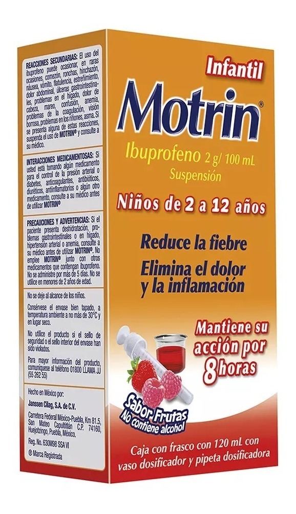 Jarabe Suspensión AnaLGésic Infantil Ibuprofeno 120ml Motrin Meses
