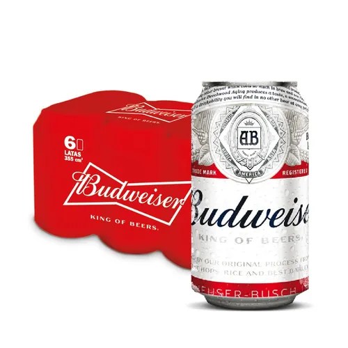 Cerveza Budweiser American Adjunct Lager lata 355 mL 6 unidades