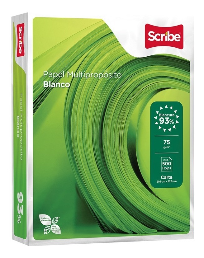 Papel Blanco Carta (scribe Verde) 2 Paquetes (1,000 Hojas) Mercado