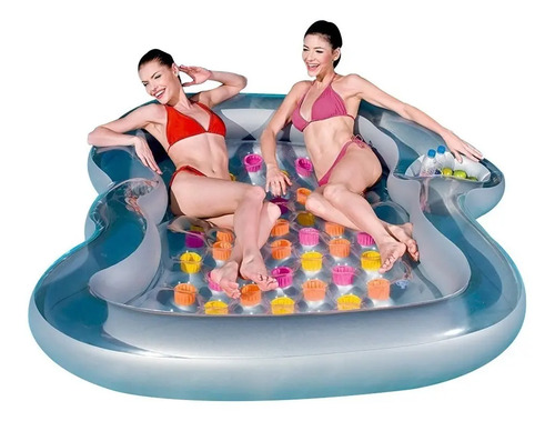 Inflable Colchoneta Con Portavasos Gigante Para Pileta Doble | Envío Gratis
