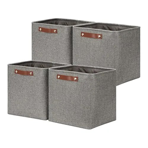 12 Inch Cube Storage Bins, Large Collapsible Grey Stora... Cuotas sin