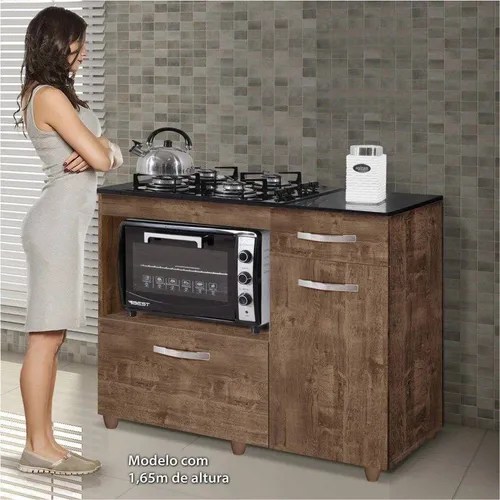 Balcão Para Cooktop 4 Bocas 2 Portas 1 Gaveta Violeta Ipê à venda em