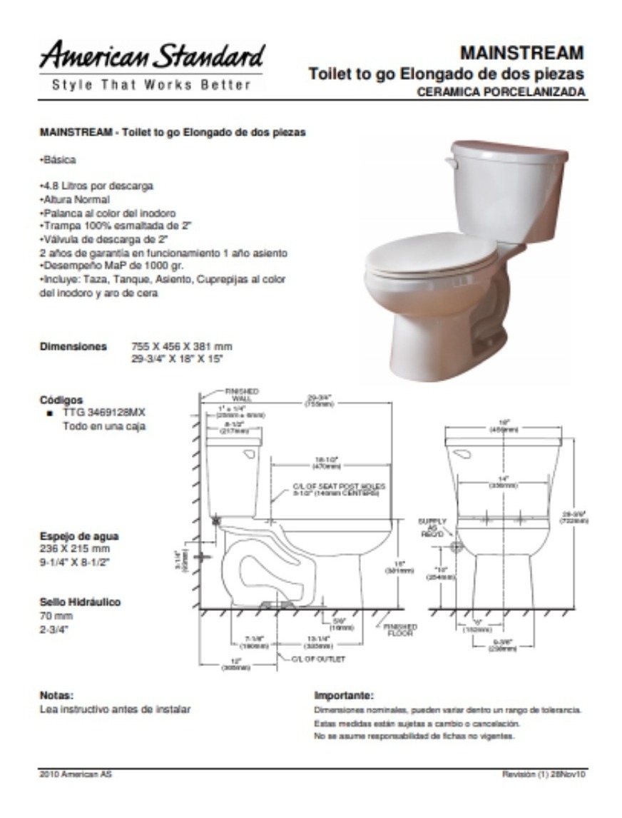 Sanitario Wc Mainstream American Standard 3469128mx020 MercadoLibre