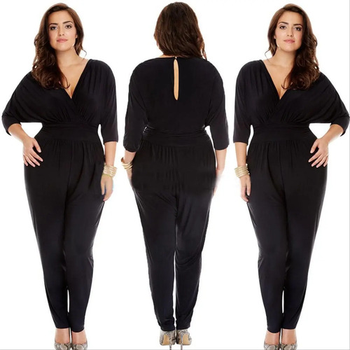 Palazzo Negro Enterizo Jumpsuit Moda Dama Tallas Extras Blus Mercado
