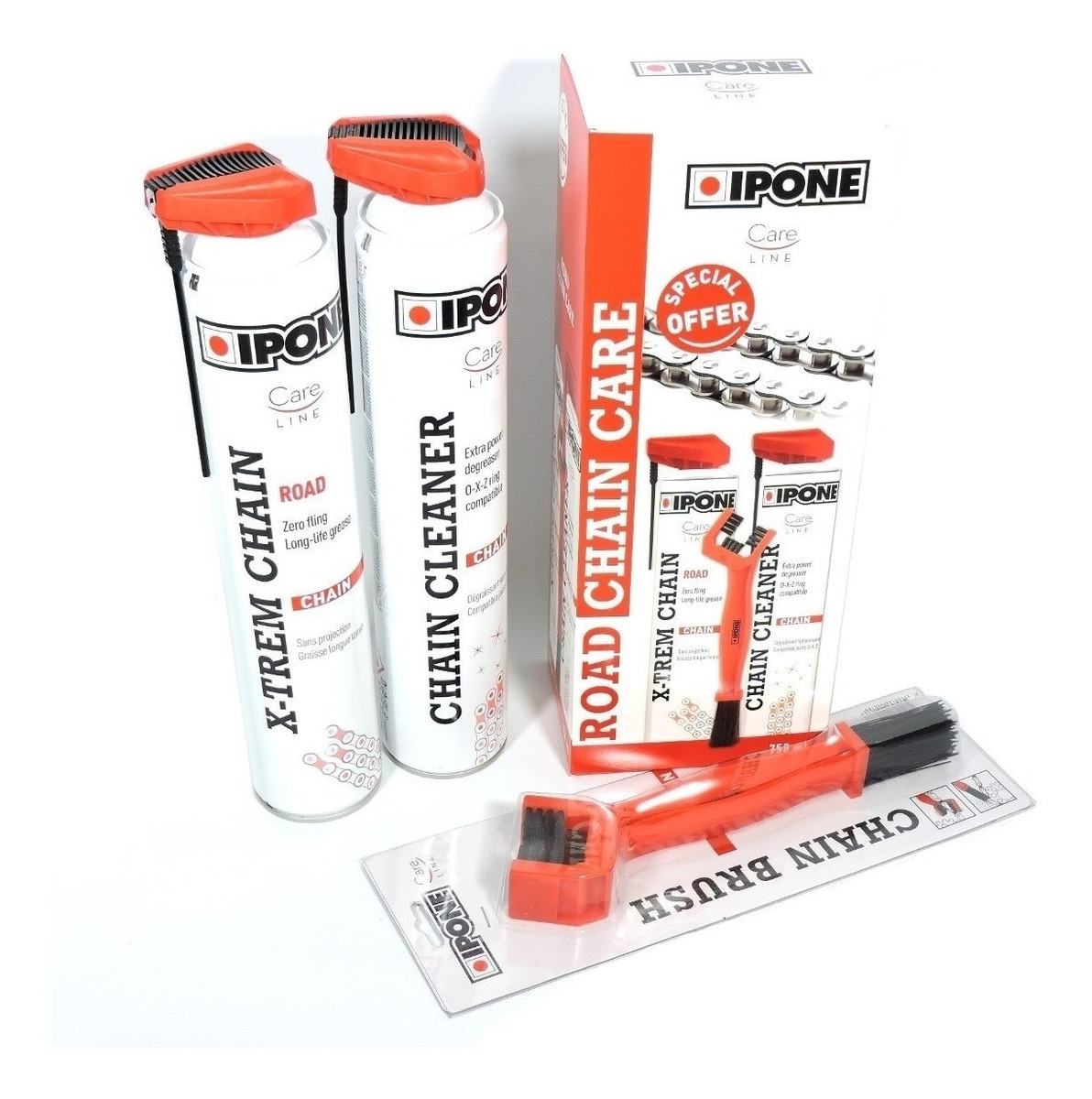 Ipone Kit Chain Lube + Limpia Cadena + Cepillo De Cadena Md MOTO DELTA