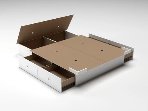 Base Sommier Box Somier Cama 2 Plazas 4 Cajones + 2 Bauleras | Cuotas Sin Interés