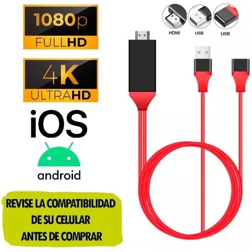 Cable Hdmi Adaptador Celular Y Usb 1080p Hd Tv MercadoLibre