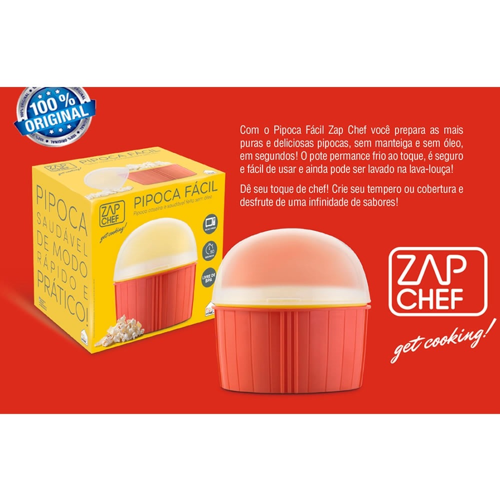 Pipoca Fácil Zap Chef Dtc Pipoqueira Preparo No Microondas