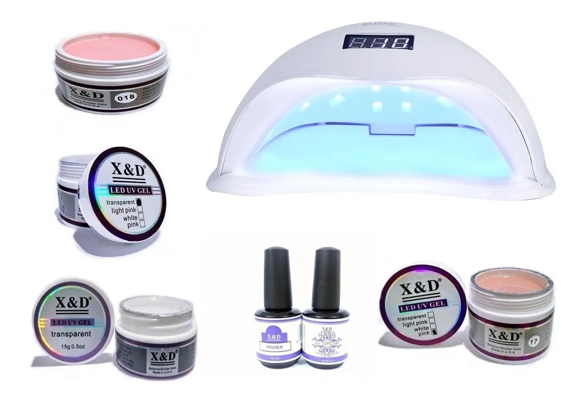 Kit 4 Gel Xed Primer Top Coat Unhas Gel Cabine Sun5 48w Led Mercado Livre