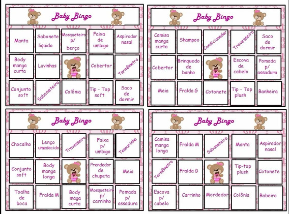 Cartelas Baby Bingo E Bingo Da Noiva Para Baixar