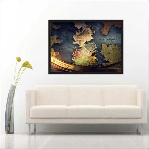 Quadro Mapa Westeros Game Of Thrones Séries Com Moldura F07 MercadoLivre