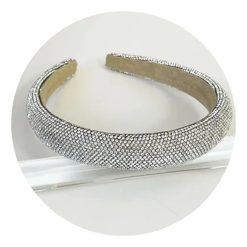 Tiara Larga Princesas Brilho Max Cristais Acessório Cabelo