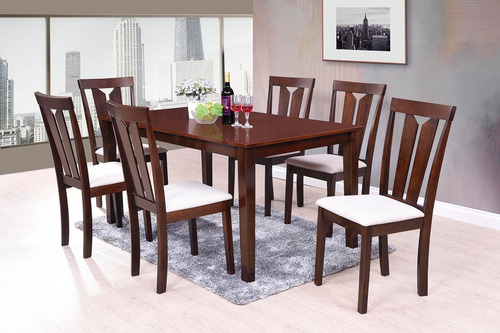 Juego Comedor 6 Sillas Madera Color Roble Ebz Cuotas sin interés