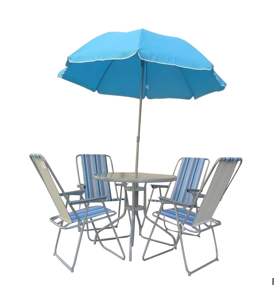 Juego De Jardin 4 Sillas + Mesa + Sombrilla Mercado Libre