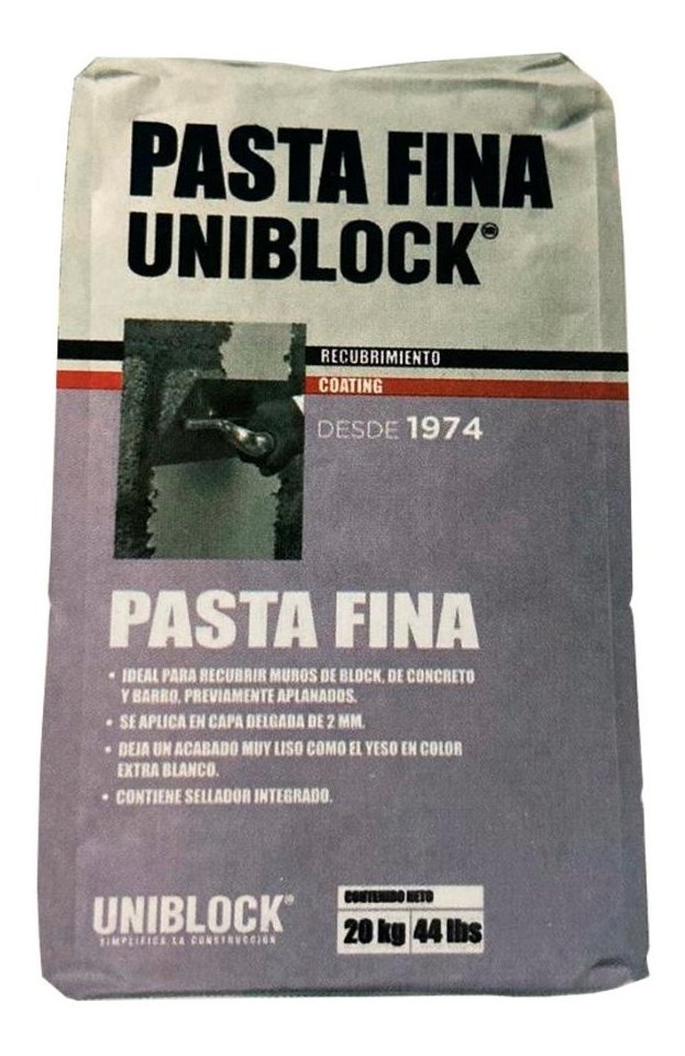 Saco 18.5 Kg Pasta Fina Uniblock Recubrimiento Block Acabado Envío gratis
