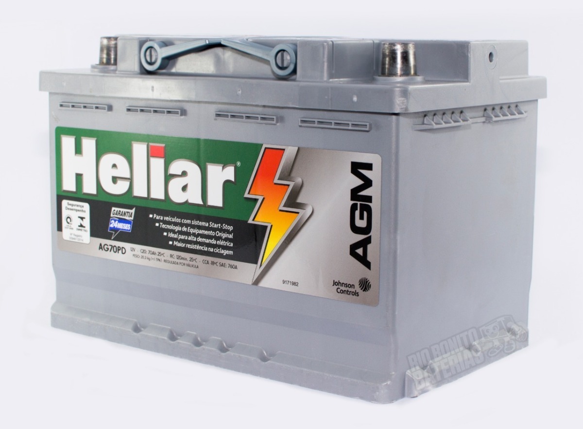 Bateria Para Carro Startstop Heliar Agm 70 Amperes Ag70pd Mercado
