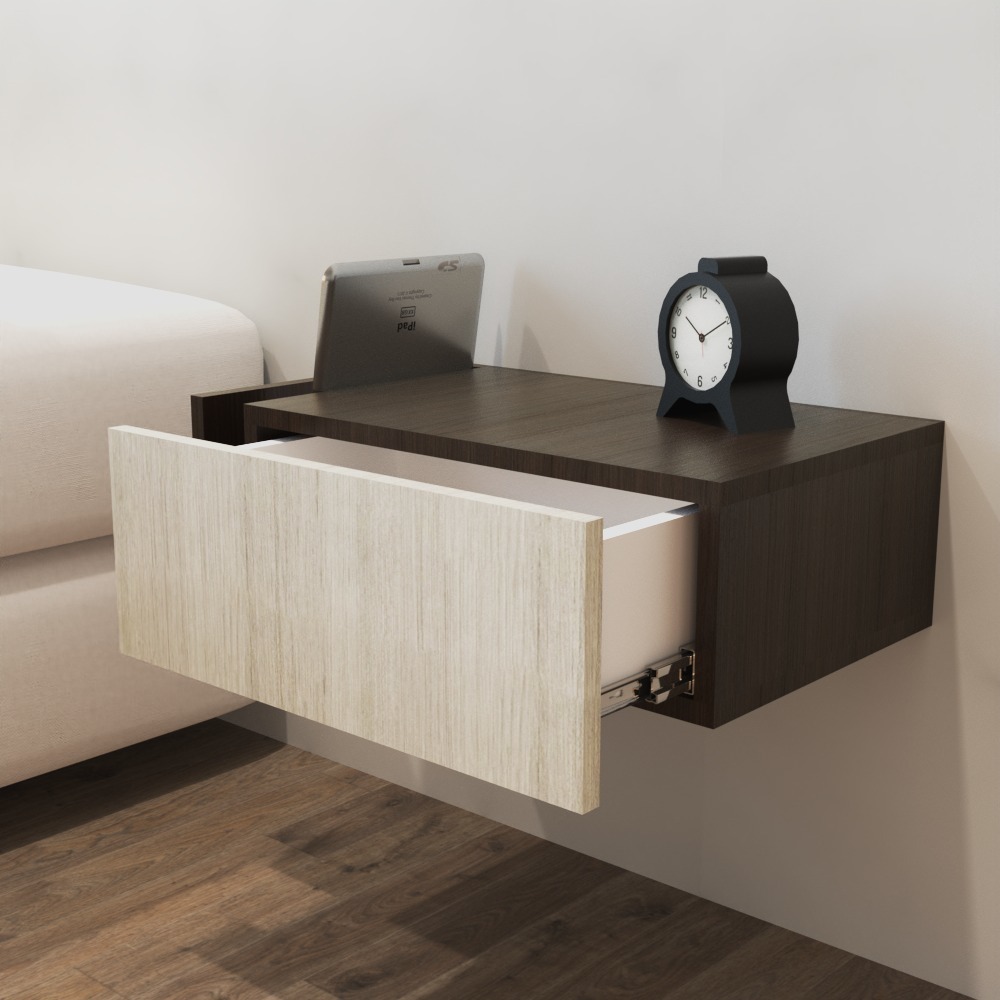 Buro Minimalista Flotante Mesa De Noche Cajón 50cm Mercado Libre