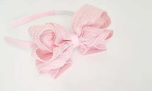 Tiara Com Laço Boutique Duplo (fita Especial) Rosa Parcelamento sem juros