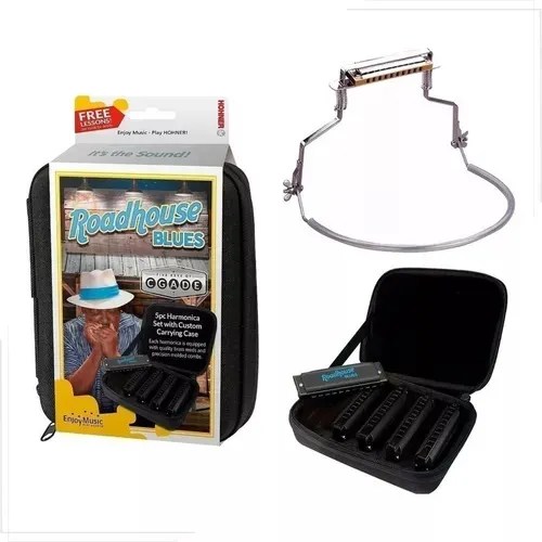 Kit 5 Gaitas De Boca Harmônicas Roadhouse Blues + Estojo Estofado