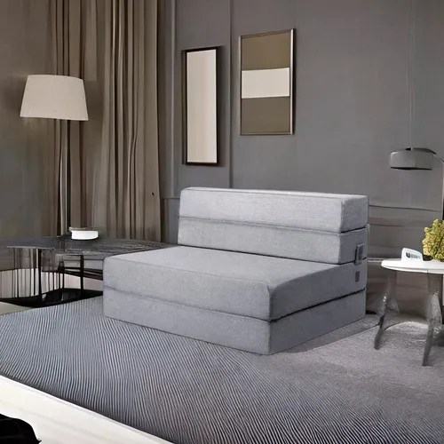 Sofá Cama Matrimonial Plegable, Con Soporte Firmé Color Gris