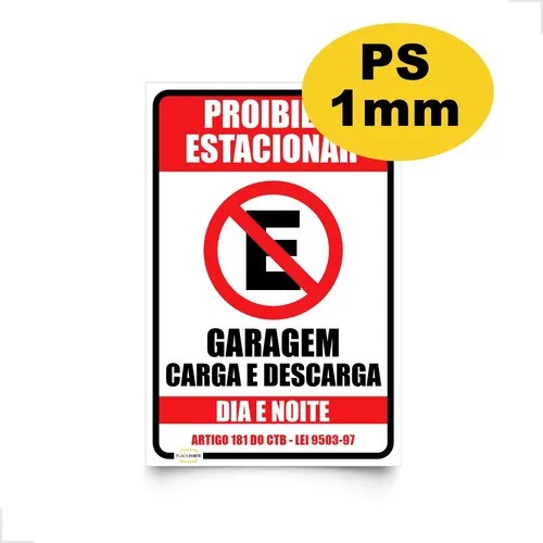 Placa De Proibido Estacionar Carga E Descarga 30x20cm Parcelamento sem juros