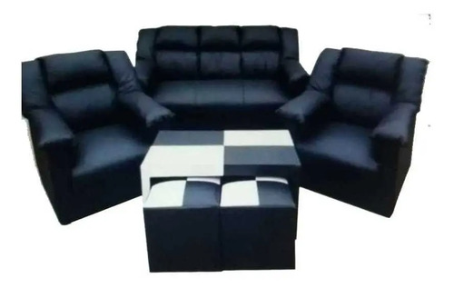 Sillon Sofa 3 +1+1 Mesa Y Puf Para Living | Cuotas Sin Interés
