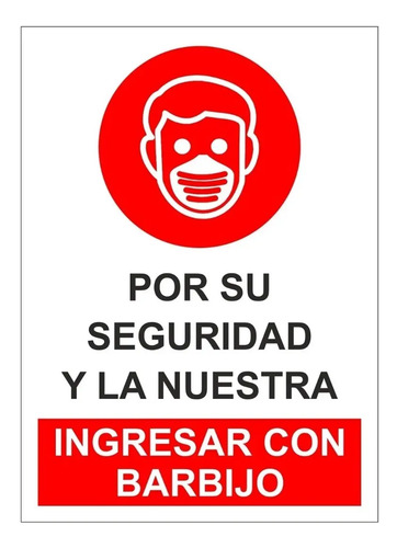 Cartel Barbijo Obligación Usar Tapabocas En Pvc O Adhesivo | Cuotas Sin Interés