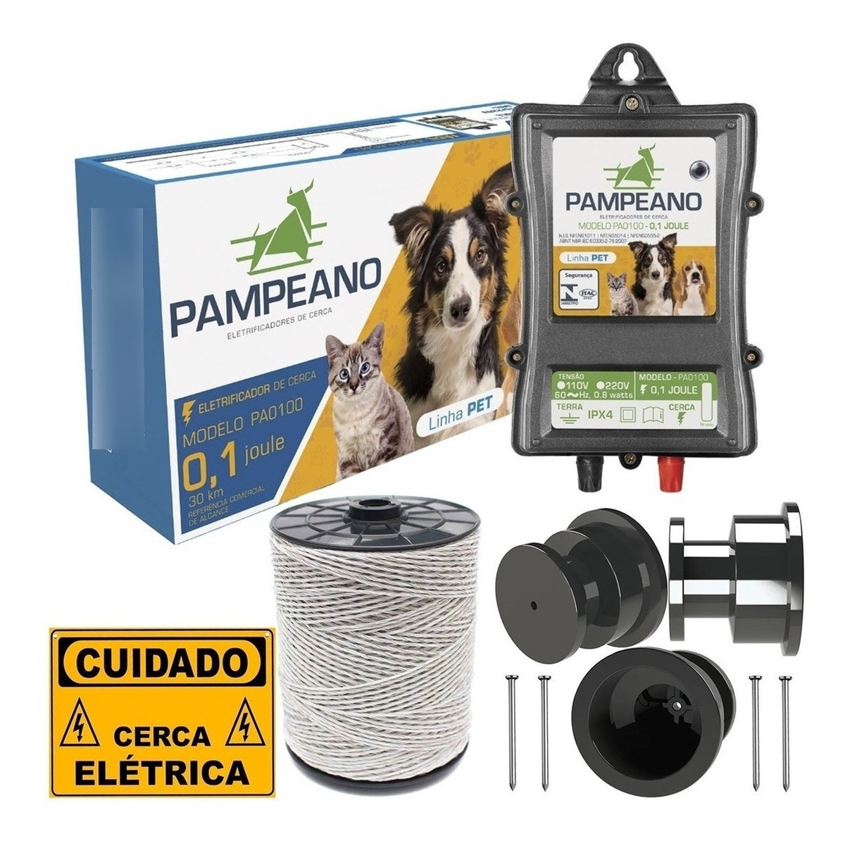 Eletrificador Cerca Eletrica Para Cães Petshok Kit Com 500m