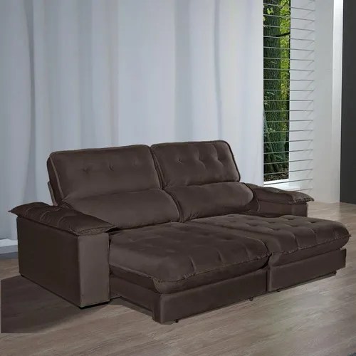 Sofá reclinable Bom Pastor Girona color marrón terciopelo lujo