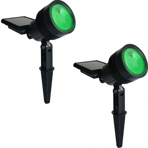 Kit 2 Luminárias De Led Energia Solar Refletor Jardim Verde Frete grátis