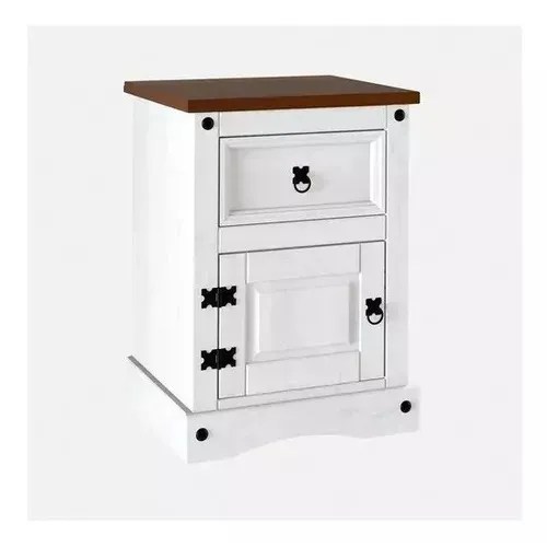 Mesa De Luz Muebles  1 Puerta 1 Cajón Línea Mexicana Madera