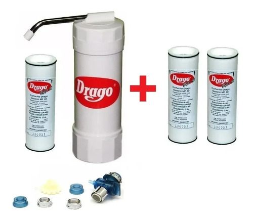 Filtro Drago Purificador De Agua Mp40 + 2 ( Dos ) Filtros De Repuesto Aprobado Anmat Distribuidor Oficial Drago | Envío Gratis