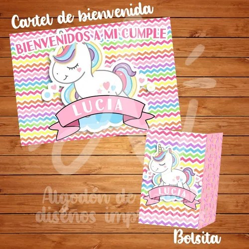 Kit Imprimible Candy Bar Personalizado Unicornio en venta en Ensenada