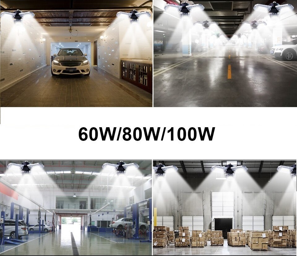 Luminária Led Teto Garagem 3 Folhas Ajustáveis 100w Nova Parcelamento