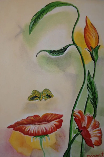 Flor - Pintado A Mano En Acrilico Y Barnizado | Cuotas Sin Interés
