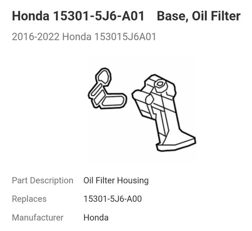 Bace Porta Filtro Aceite Honda Odyssey Ridgeline Odyssey | Meses sin