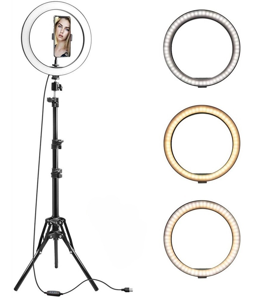 Luminária Ring Light 26cm Iluminador Com Tripé 2mt Parcelamento sem juros