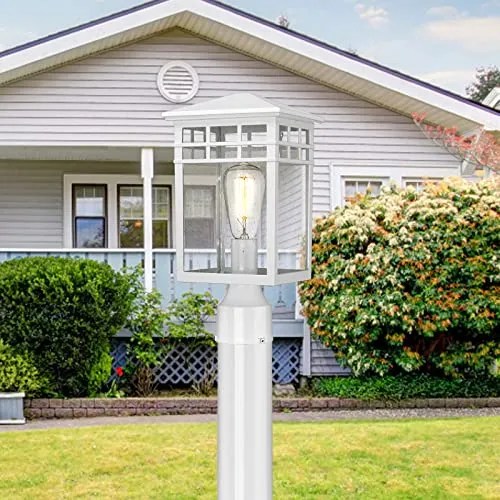 Luminaria De Poste Exterior Moderna Acabado Blanco Y Vi... en venta en