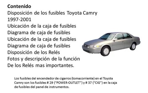 Diagrama De Caja De Fusibles Y Relés. Toyota Camry / Español en venta