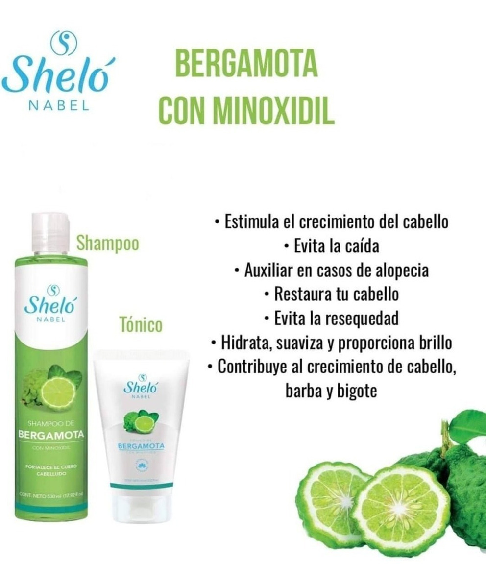 Kit Shampoo Y Tónico De Bergamota Crecimiento Cabello Sheló Meses sin