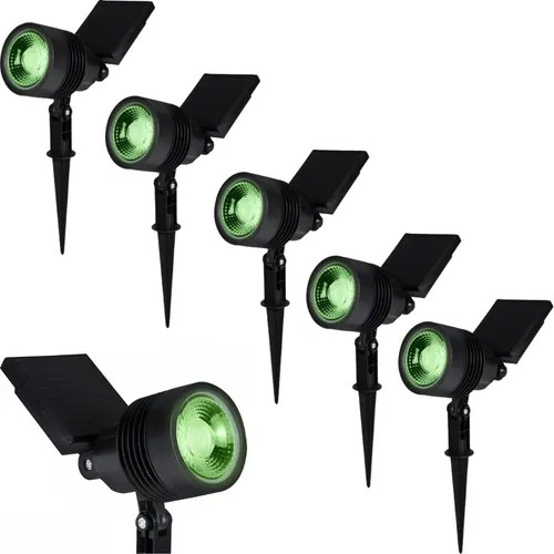 Kit 5 Luminárias Solar Espeto Led Jardim Externa 20lm Verde