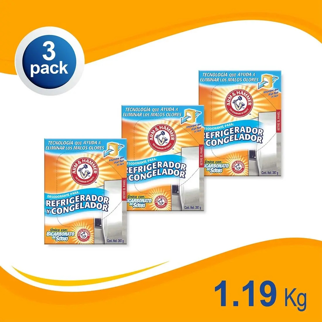 Set Bicarbonato De Sodio Refrigerador 3 Pzs Arm & Hammer Mercado Libre