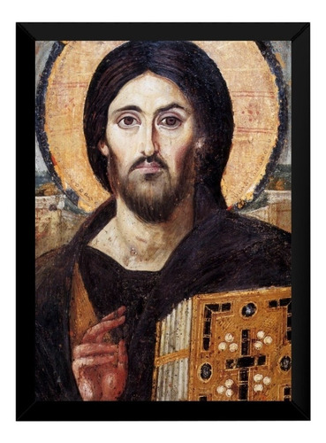 Quadro Decorativo Arte Sacra Jesus Pantocrator 32x42cm Parcelamento Sem Juros