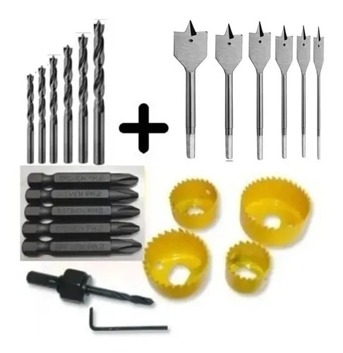 Juego Mechas Sierra Copa Brocas Y Puntas Para Madera Y Yeso | Ayg Productos