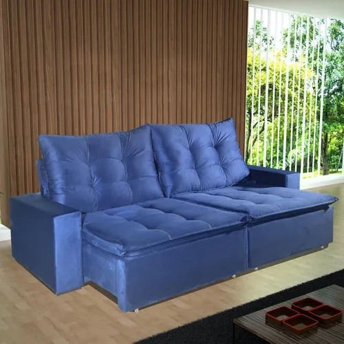Sofá reclinable Bom Pastor Luke Sofá de 3 cuerpos color azul terciopelo