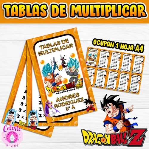 Kit Imprimible Tablas De Multiplicar Dragon Ball en venta en General